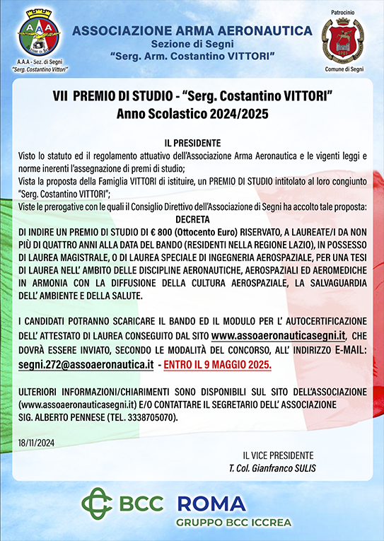 VII° PREMIO DI STUDIO - “Serg. C. VITTORI” 2024/2025