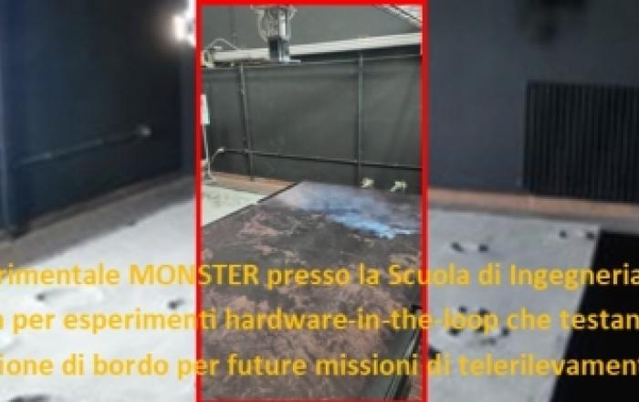 Apparato sperimentale MONSTER presso la Scuola di Ingegneria Aerospaziale utilizzata per esperimenti hardware-in-the-loop che testano le capacità di elaborazione di bordo per future missioni di telerilevamento