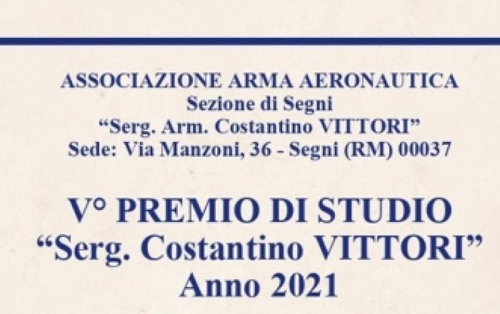 PREMIO DI STUDIO “Serg. Costantino VITTORI” 5a edizione anno 2021 (scadenza 13/5/22)